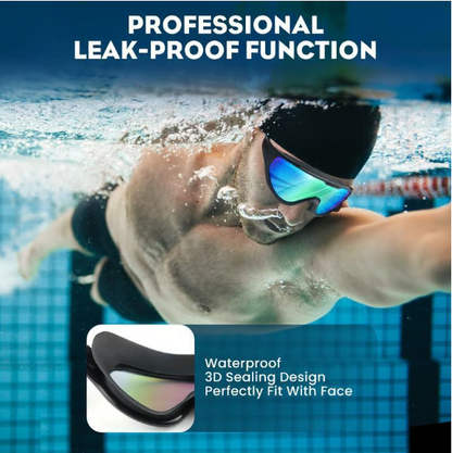 Swim Goggles for Kids Men Women, No Leaking 180° Swim Glasses, Easy to Wear, Wide View, Anti-Fog, UV Protection